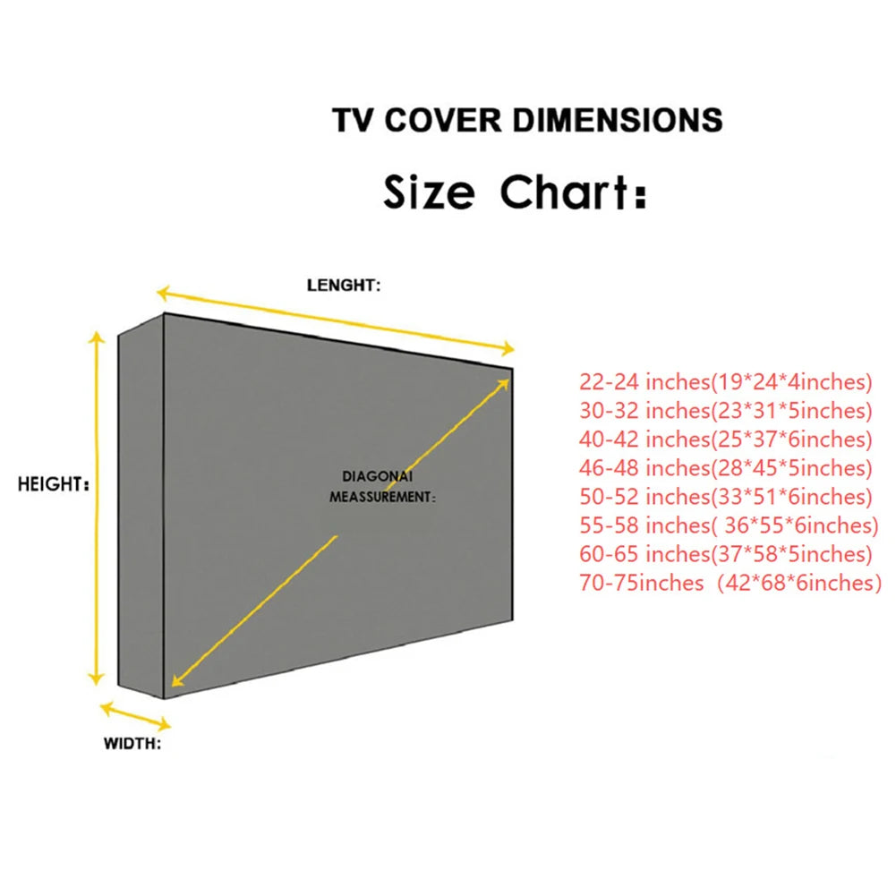 1pc Outdoor TV Cover 22-75Inc 210D Oxford Weatherproof Waterproof TV Screen For Outside TV Enclosure Moving TV Display Protector