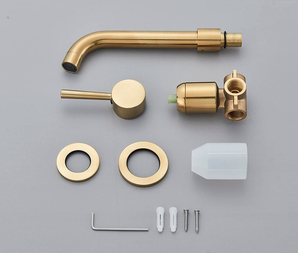 Brushed Gold/Black Basin Faucet Concealed Wall Mounted For Bathroom Faucets Bath Basin Sink Tap Bathtub Hot And Cold Water Mixer