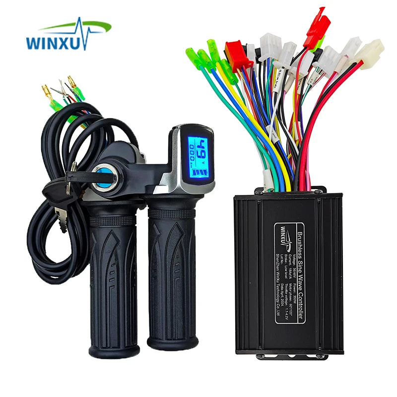36V 48V 350W 18A E-Scooter Brushless Motor Sine Wave Controller LCD Speed Display Throttle for Electric Bicycle Scooter Tricycle