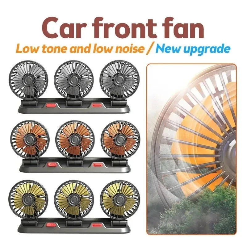 1/2/3 Head Car Fan Summer Air Cooler USB/12V/24V Adjustable 2 Speeds Silent Fan for Home Desk Office & Car