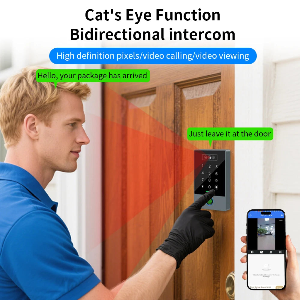 TTLOCK Smart Visual Intercom IP68 Waterproof IC Card Fingerprint WiFi Face Recognition Access Control Machine Home Security