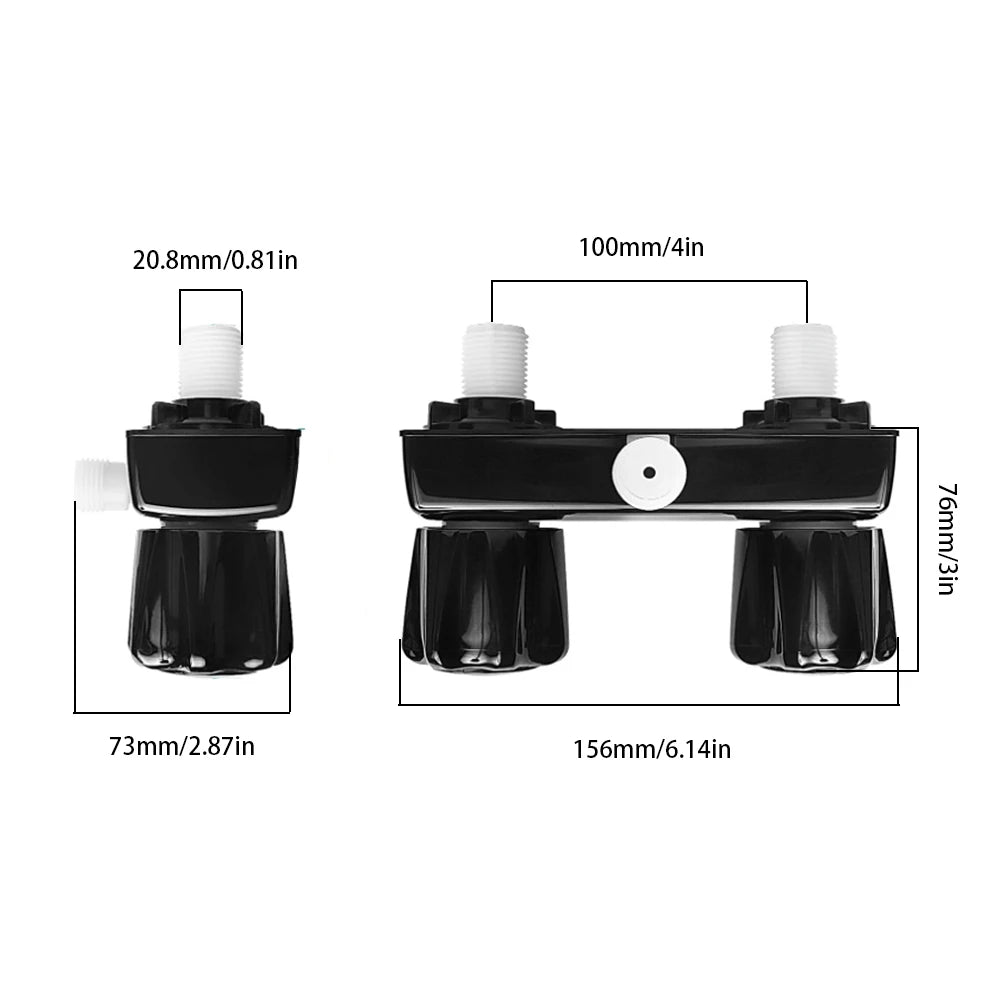 4 Inch RV Camper Faucet Mixing Valve Hot and Cold Bathroom Shower Switch with Water Supply Motorhome Travel Trailers B09JZGH72T
