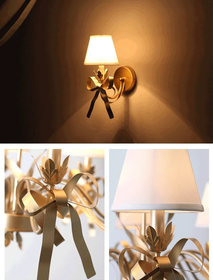 2025 Modern Simple Light Luxury E14 Bowknot Wall Lamp Living Room Bedroom Girl Princess Children Room Lights