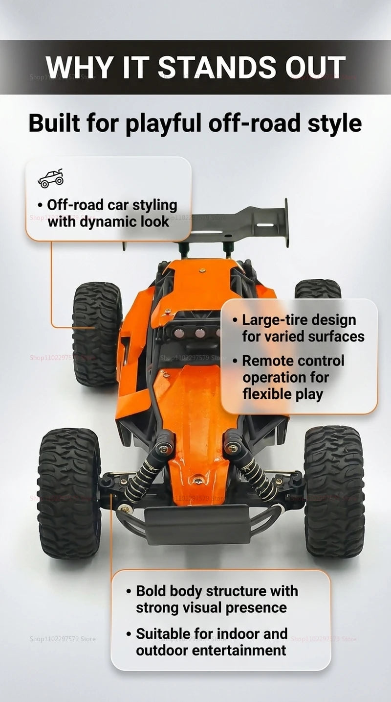 RC Monster Truck 1:16 Scale Remote Control Car 2.4GHz Alloy Shell 20KM/H Fast Off Road RC Car LED LED Headlight Toy Gift for Kid