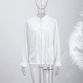 Loose Women's Frog Buttons Mandarin Shirts See Through Stand Collar Full Sleeve Blouses 2026 Summer Lady Cotton Linen Outwear