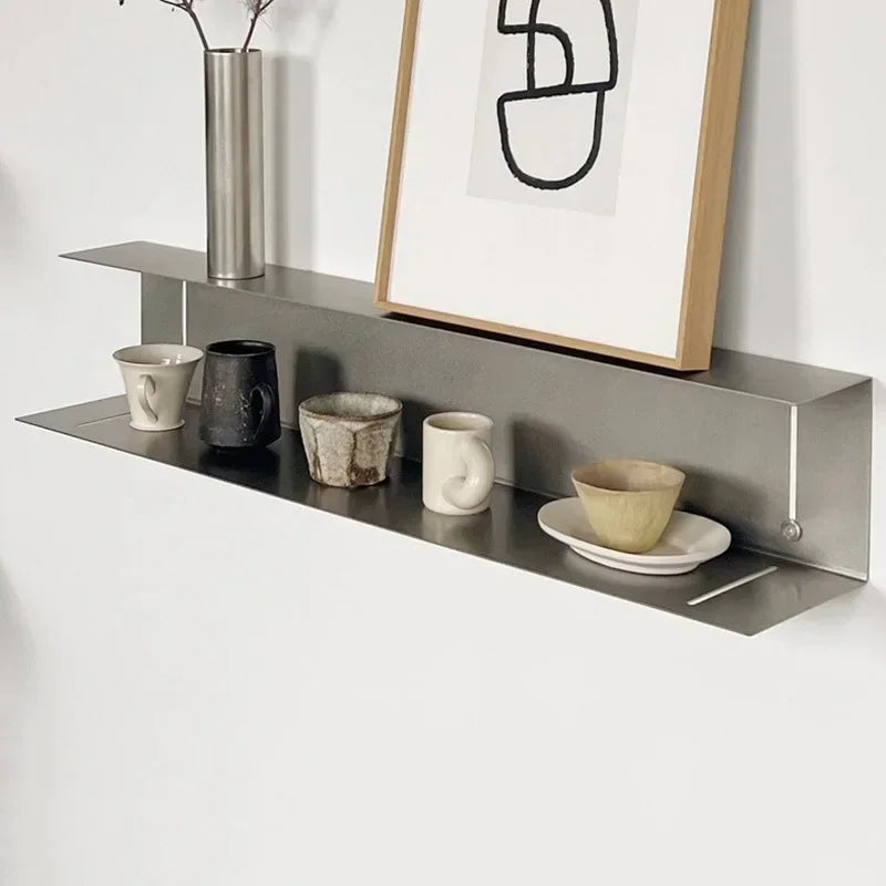 Modern Light Luxury Style Bar Coffee Shop Minimalist Art Pendant Wall-Mounted Decoration Stainless Steel Storage Rack Customized