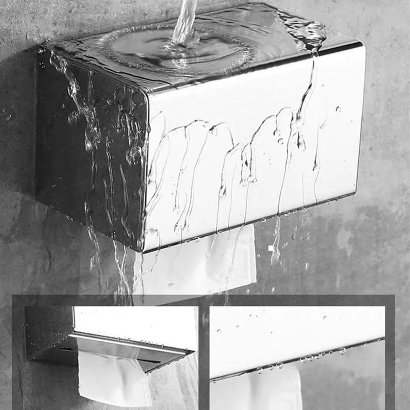 Toilet Paper Box phone Holder Gold Stainless Steel Roll Paper Rack Waterproof Paper Towel Holder Bathroom Black Tissue Box
