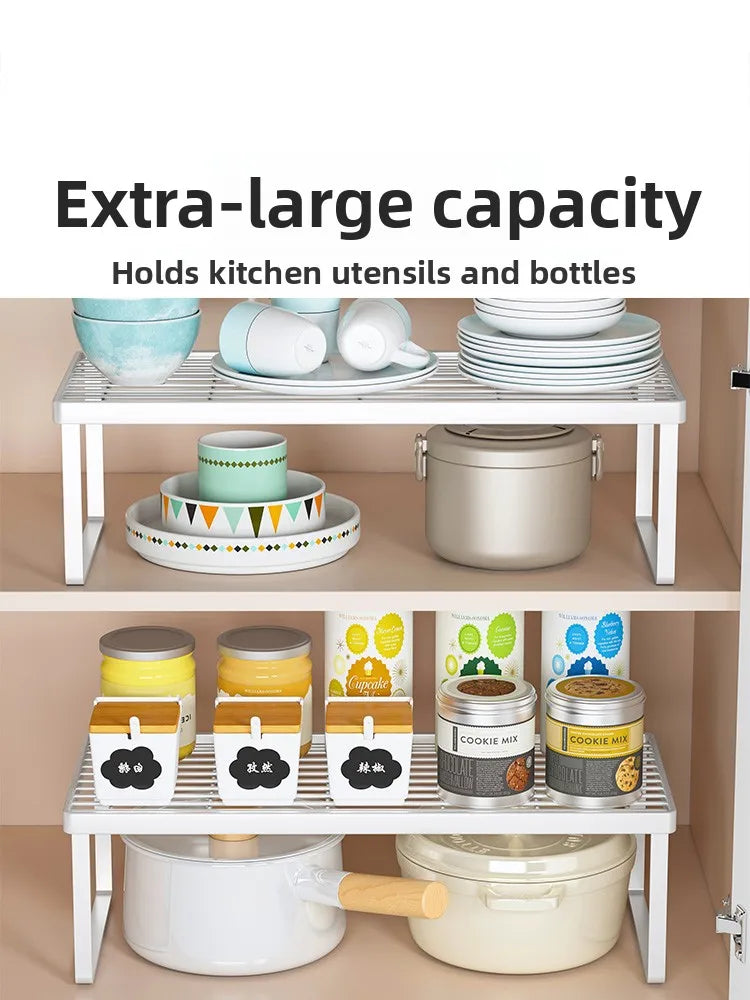 Kitchen Countertop Storage Rack Bowl Plate Pot Organizer Cabinet Internal Layered Shelf Seasoning Tabletop Storage