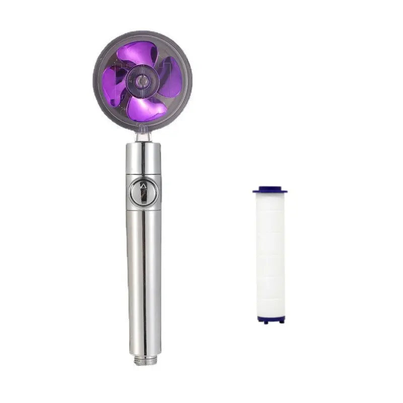 New Propeller Driven Shower Head Cotton Filter Turbocharged High Pressure Handheld Shower Nozzle