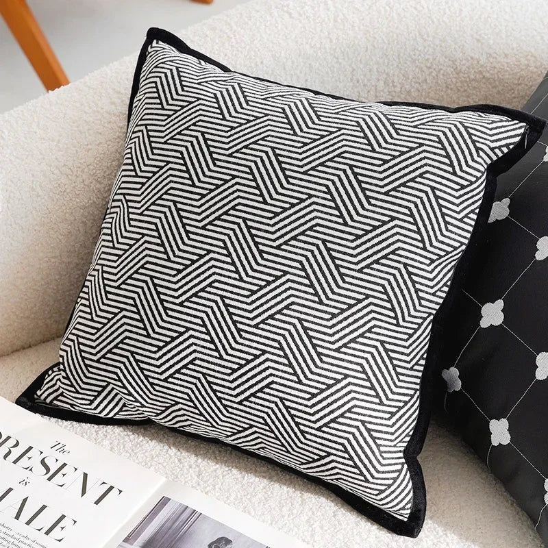45x45/30x50cm Black White Embroidered Pillow Cover Decorative Cushions Pillow Covers Decorative Modern Light Luxury Sofa Decor
