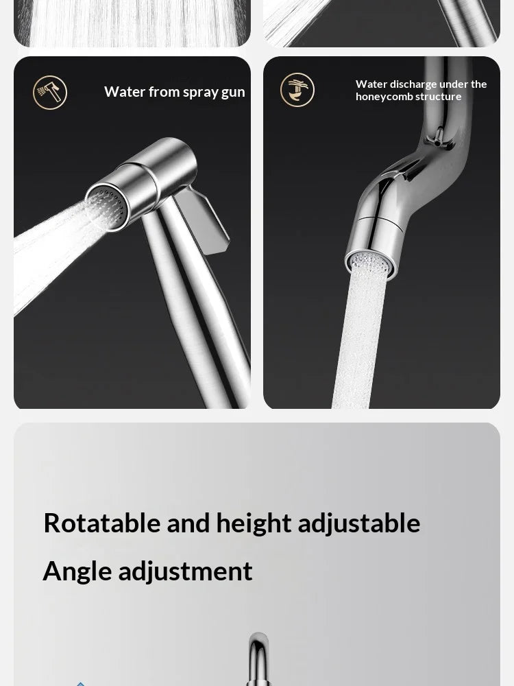 304 Stainless Steel Thermostatic Rainfall Shower Set High Pressure Wall Mounted Bathroom Mixer Tap Handheld Circular Square