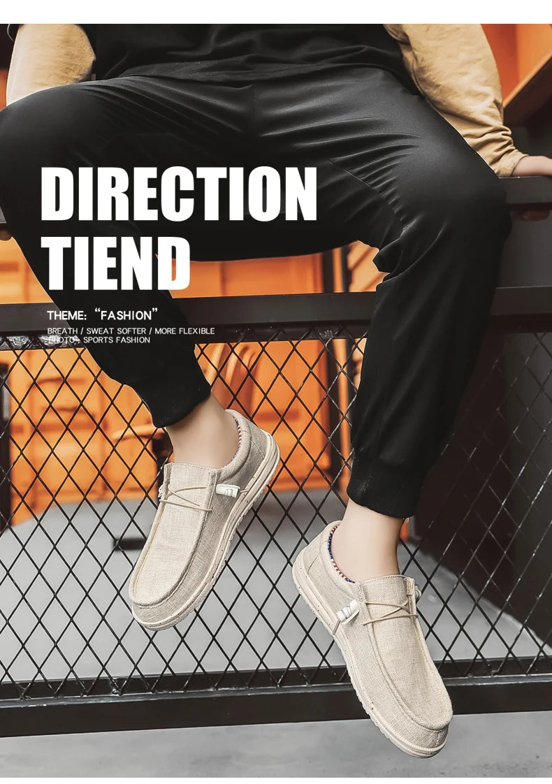 Men Shoes Casual Canvas Loafers Shoes Light Breathable Flats Leisure Male Vulcanized Shoes Walking Sneakers Plus Size 39-46