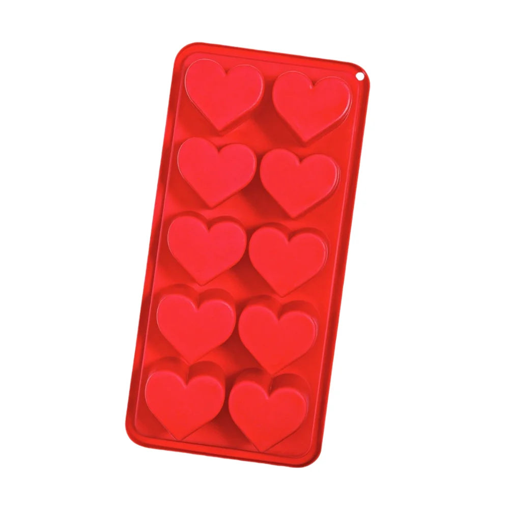 New 3D Love Heart Ice Tray Silicone Pink Blue Red Ice Cube Mold 10 Compartment Easy Release Cupcake Mold Kitchen Gadgets
