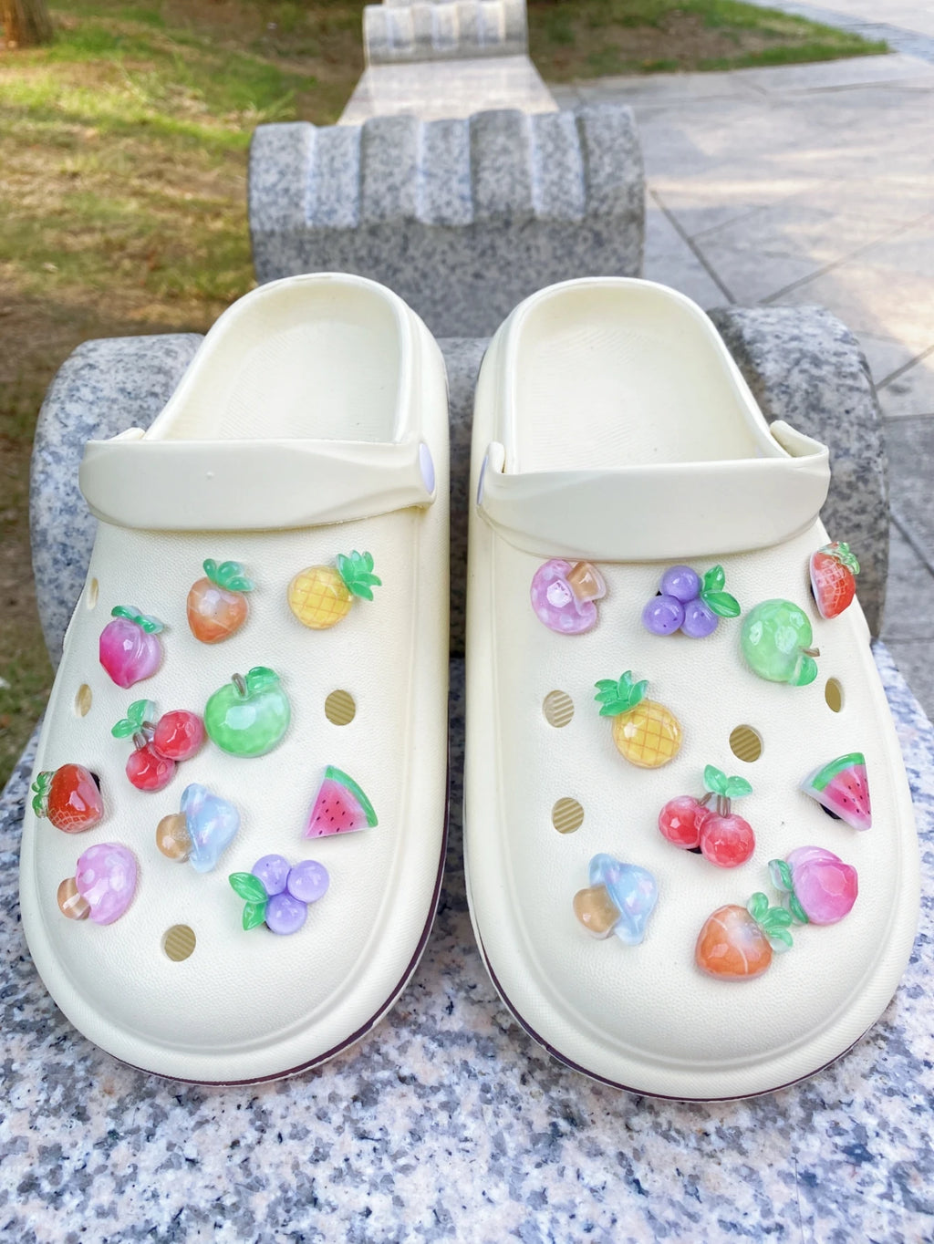 20-piece set for Clogs accessories Ice Through Fruit cartoon detachable decorative clasp
