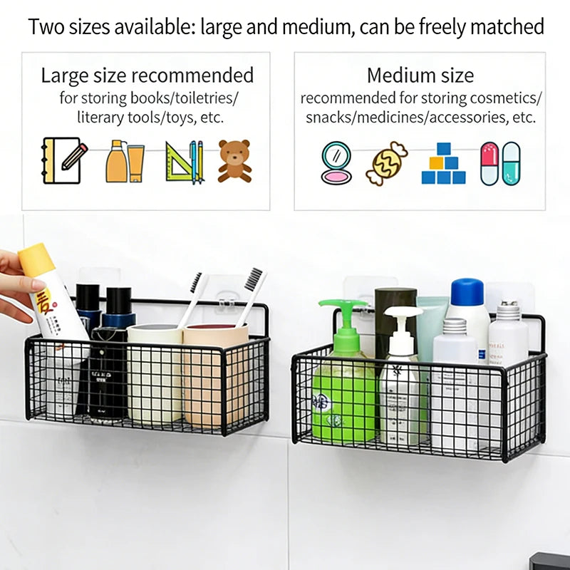 Kitchen Bathroom Storage Rack No Drilling Required Wall-Mounted Organizer Space-Saving Accessories Kit Supplies Essential