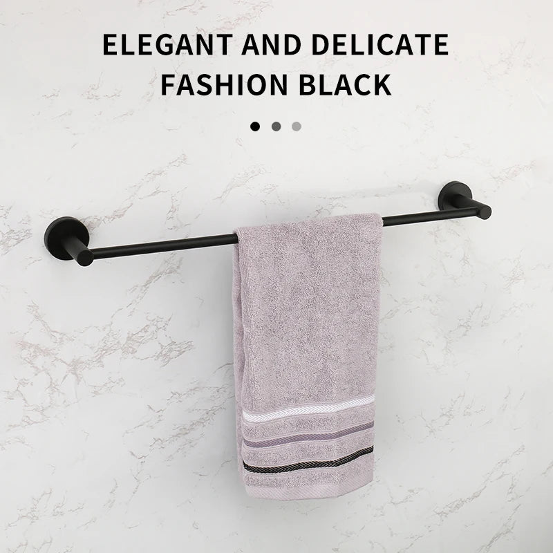 Single Towel Bar Rack Wall Mount Bathroom Round Towel Bar Heavy Duty Hand Towel Holder Kitchen Towel Rod  Stainless Steel Chrome