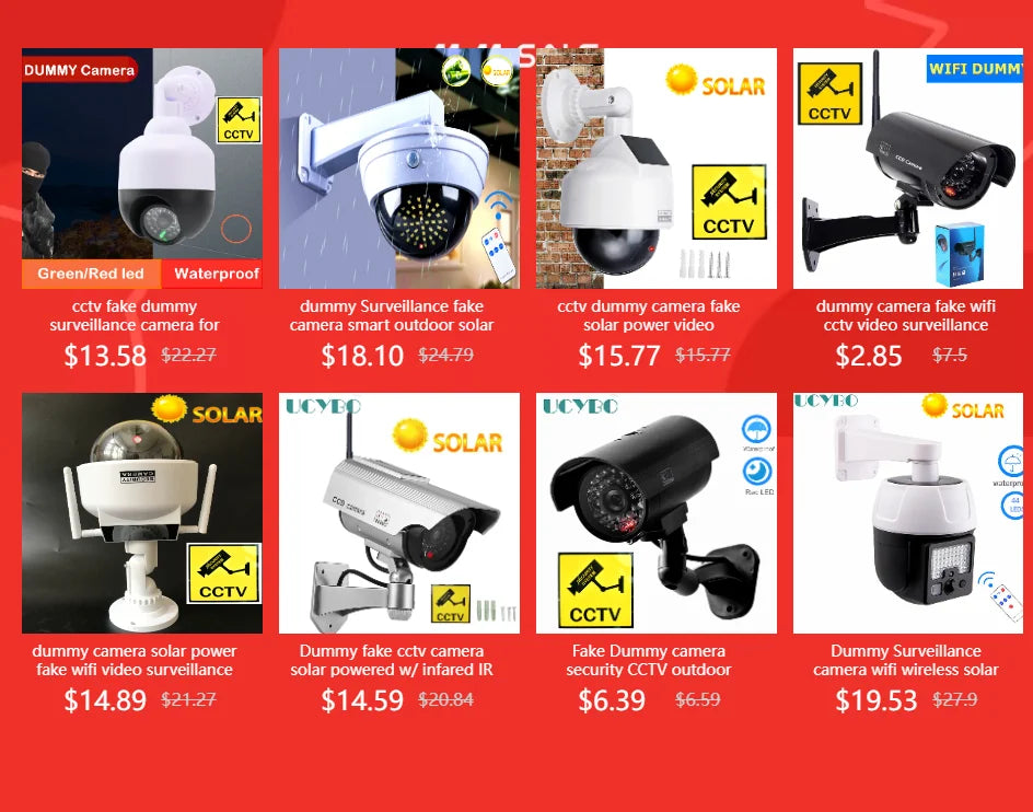 Dummy camera cctv video surveillance cameras w/ wifi antenna infared IR LED flashing battery powered security fake camera