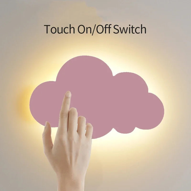 Cloud LED Wall Lamp Baby Room Bedroom Bedside Living Room Dining Room Attic Creative Warm Decoration Touch Switch AC85-230V