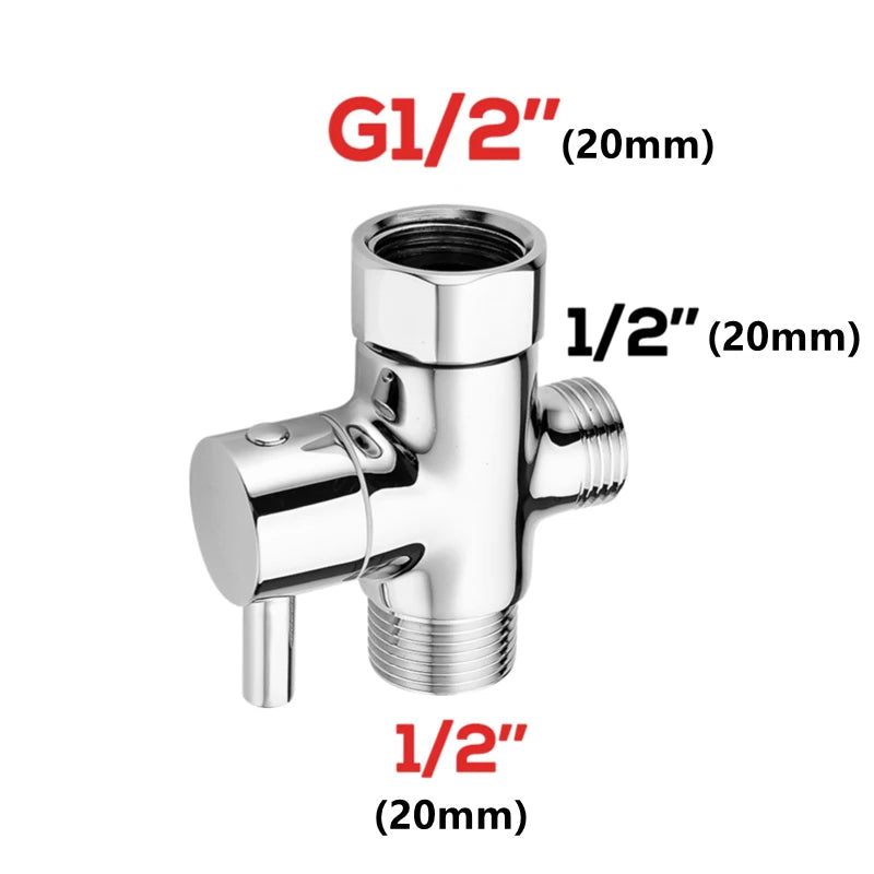 Metal 3 Way Shower Head Diverter Valve G1/2 Three Function Switch Adapter Connector Head Faucet Bathroom Accessories