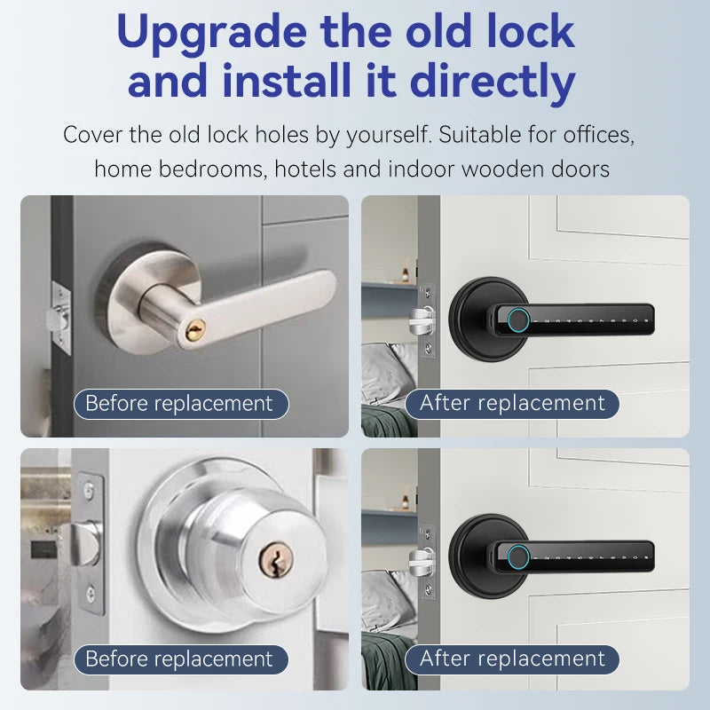 Tuya Bluetooth Smart Fingerprint Door Lock Electronic Lock With Password/Key/Card/APP Unlock Home Protection Smart Life Control