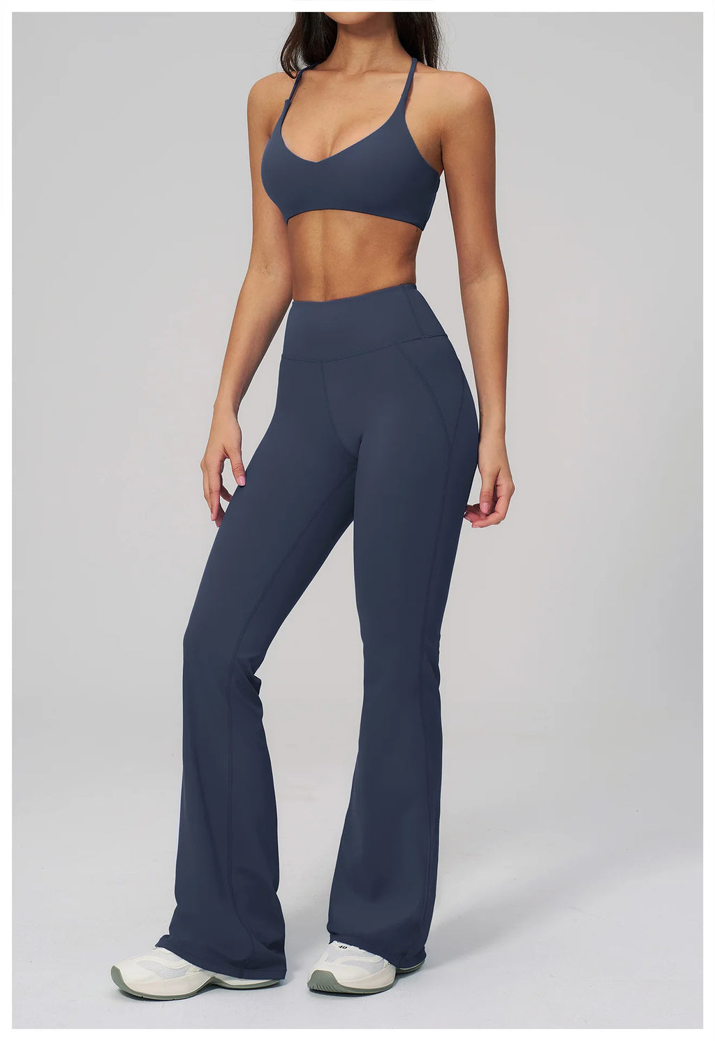 2PCS Flared Pants Yoga Set Women's Tracksuits Gym Fitness Outfits Sports Sets Female Shockproof Sports Bra Yoga Workout Clothes