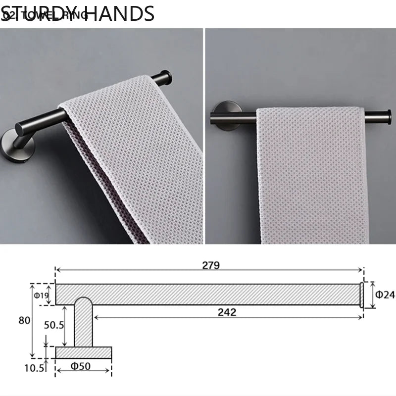 Bagnolux Stainless Steel Gun Gray Black Polished Chrome Brushed Gold Hanger Hook Towel Bar Paper Holder STURDY HANDS