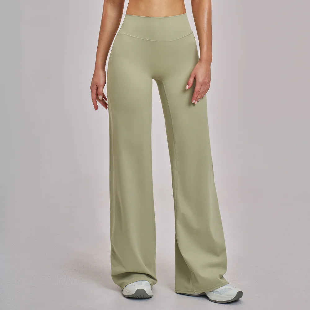 Women's Sports Yoga Pants High Waisted Straight Flared Trousers Running Fitness Sport Trousers Female Gym Casual Sports Pants