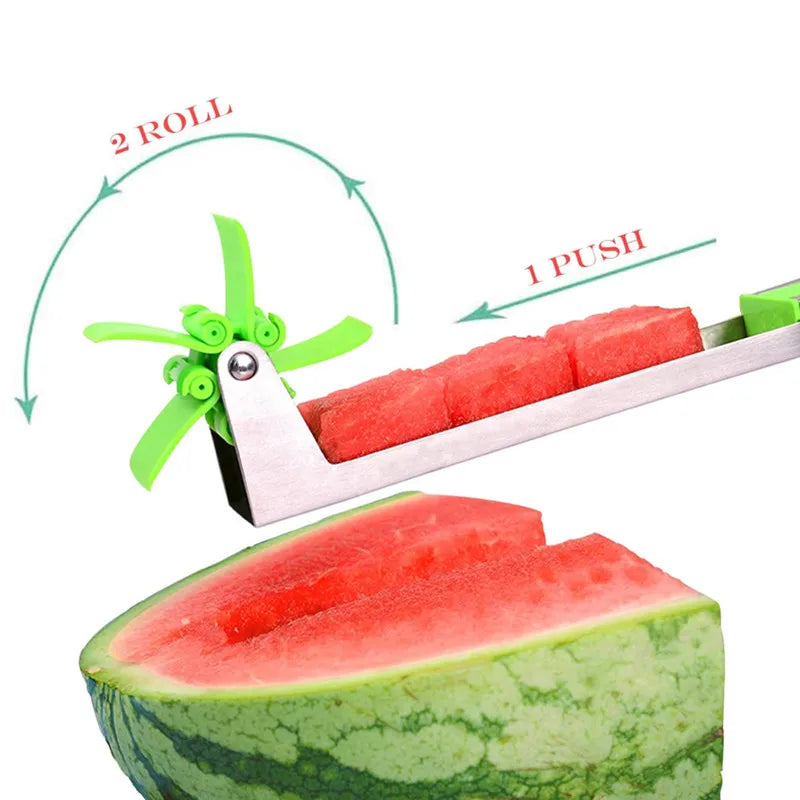 Watermelon Cutter Stainless Steel Windmill Design Cut Watermelon Knife Kitchen Gadgets Salad Fruit Slicer Cutter Tool