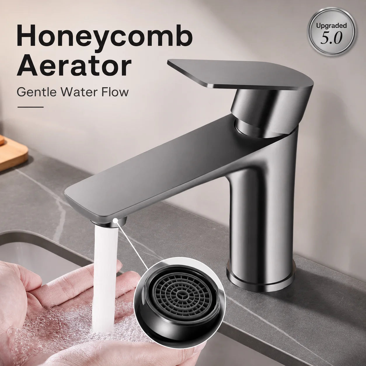 Bathroom Sink Faucet Stainless Steel Hot Cold Mixer Tap Single Handle Matte Black Silver Basin Tap