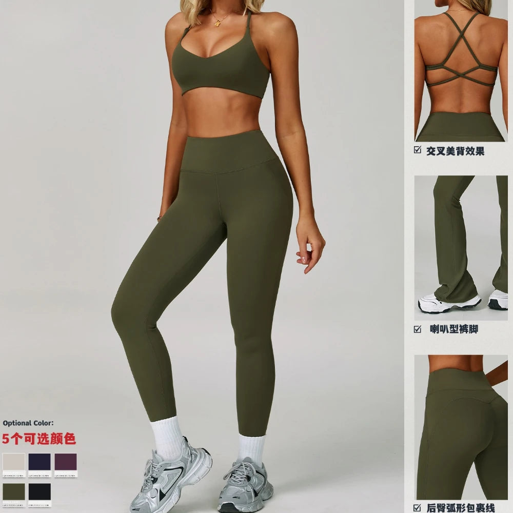 2Pcs Sets Women's Tracksuit Fitness Clothes Yoga Sets Sportswear Workout Bra High Waist Leggings Set Gym Clothing Sports Suits