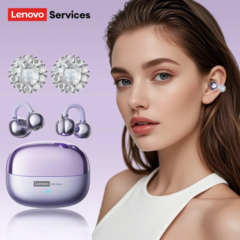 Choice Lenovo LE302 OWS Ear clip Wireless Earphones Low Latency HD Call Bluetooth Headphones HiFi Music Sport Fashion Earbuds