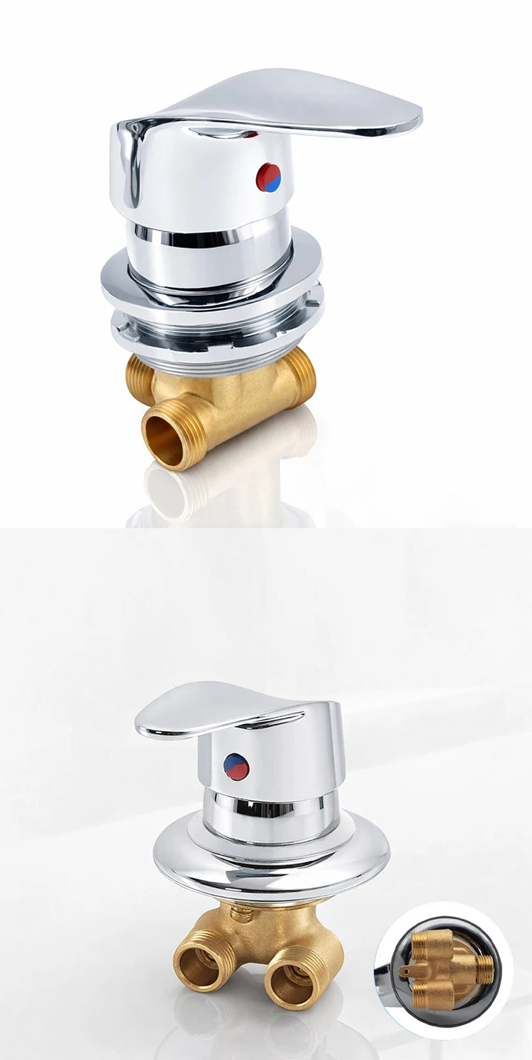 One Way Shower Faucet Mixer Valve Brass Hot Cold Water Diverter Screw Thread Big Hole Size 50-55mm for Shower Room Bathroom
