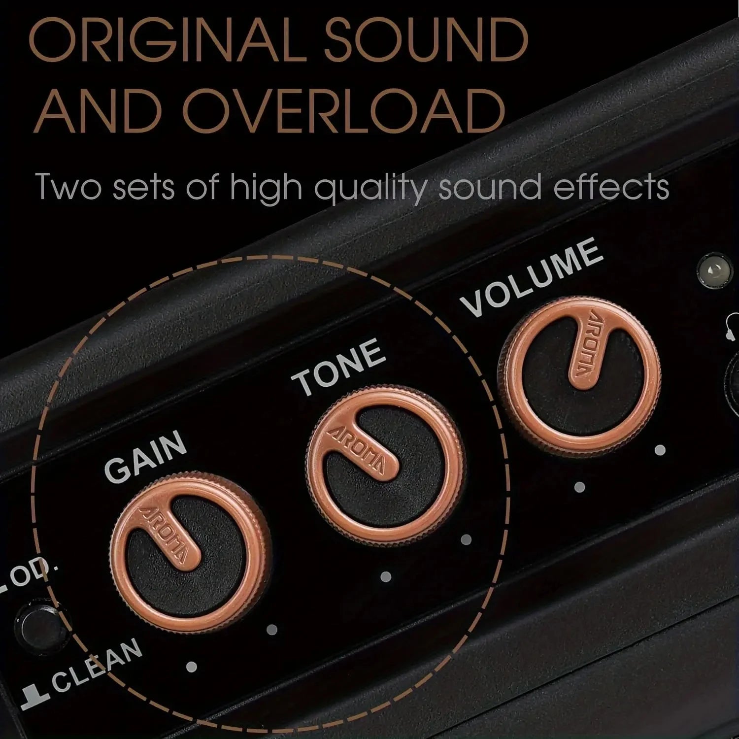 Aroma AG-04 Mini Electric Guitar Amp: Rechargeable Bluetooth Portable Amp (Clean/Overdrive, Headphone Jack)