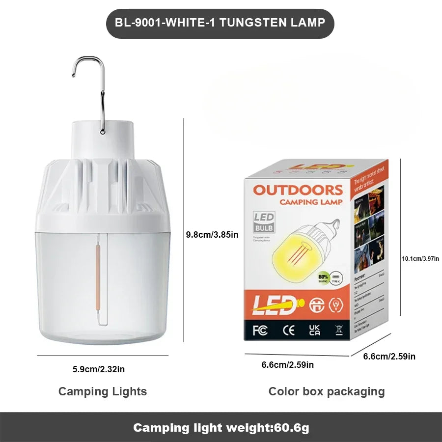 LED Camping Lights Rechargeable Flashlights 4 Lighting Modes Lamp Outdoor Portable Emergency Torch Hanging Lantern