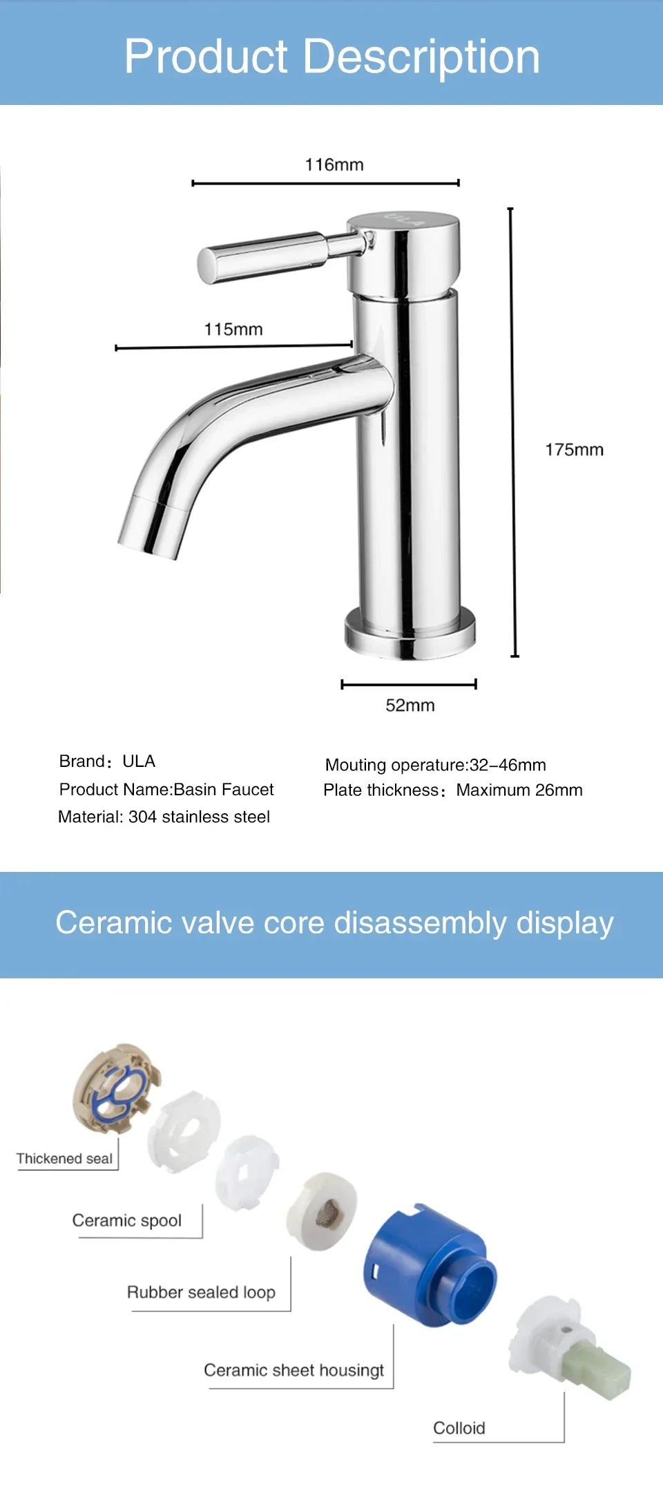 Black Basin Faucet Stainless Steel Bathroom Sink Faucet Washbasin Tap Hot Cold Water Sink Mixer Bathroom Crane Tap