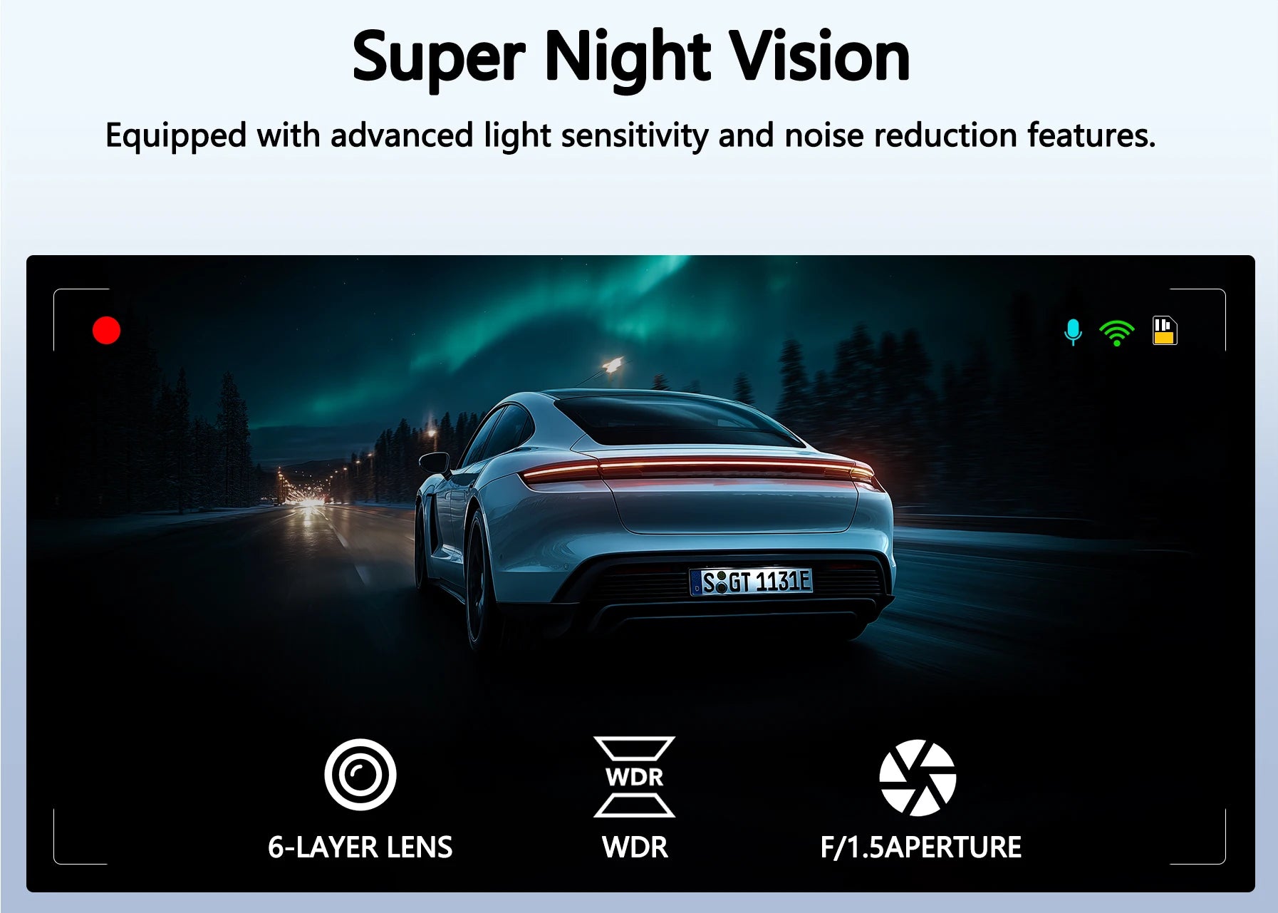 Dash Cam for Cars 4K UHD Recording Front Rear Car Camera HDR Night Vision Recorder Built in Wi-Fi 24H Parking Mode APP Monitor