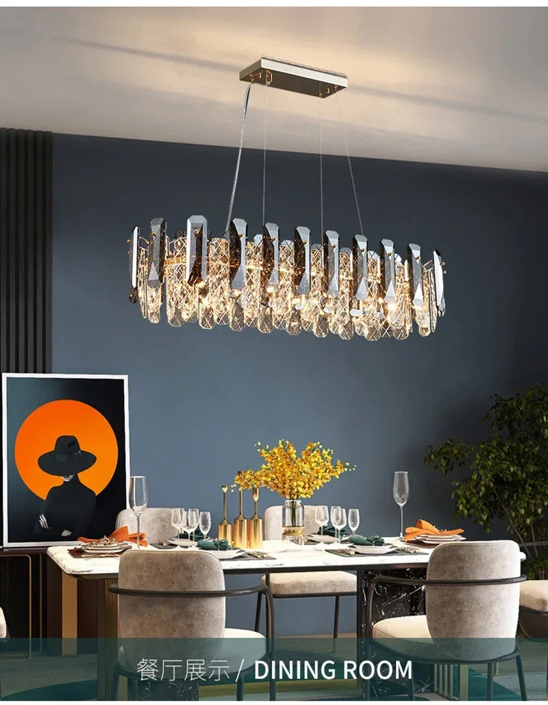 Postmodern Light Luxury LED Crystal Chandelier Atmosphere Dining Room High-end Home Bedroom Kitchen Living Room Pendant Lights