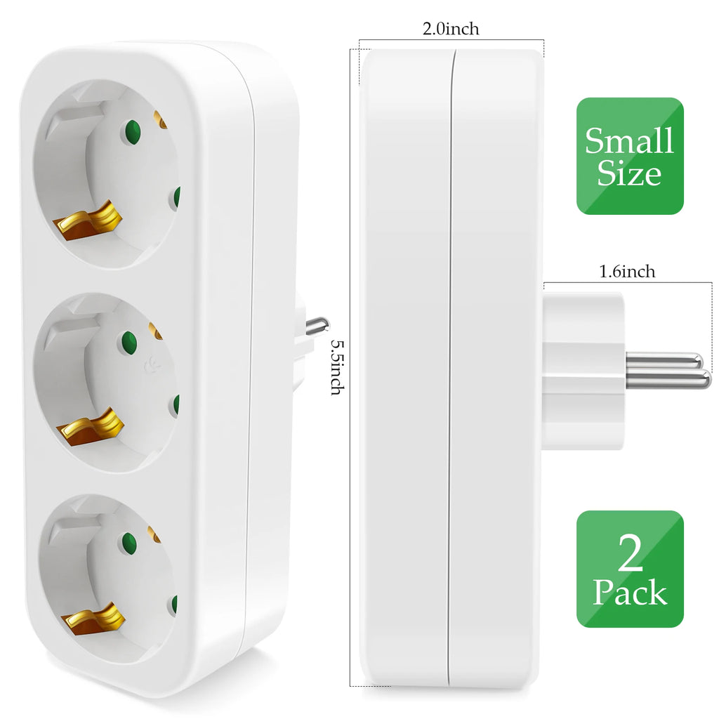 EU Electrical Socket 3 Outlets European Standard Adapter Expansion Power Socket 2Pin Plug Extension AC Converter Adaptor Home