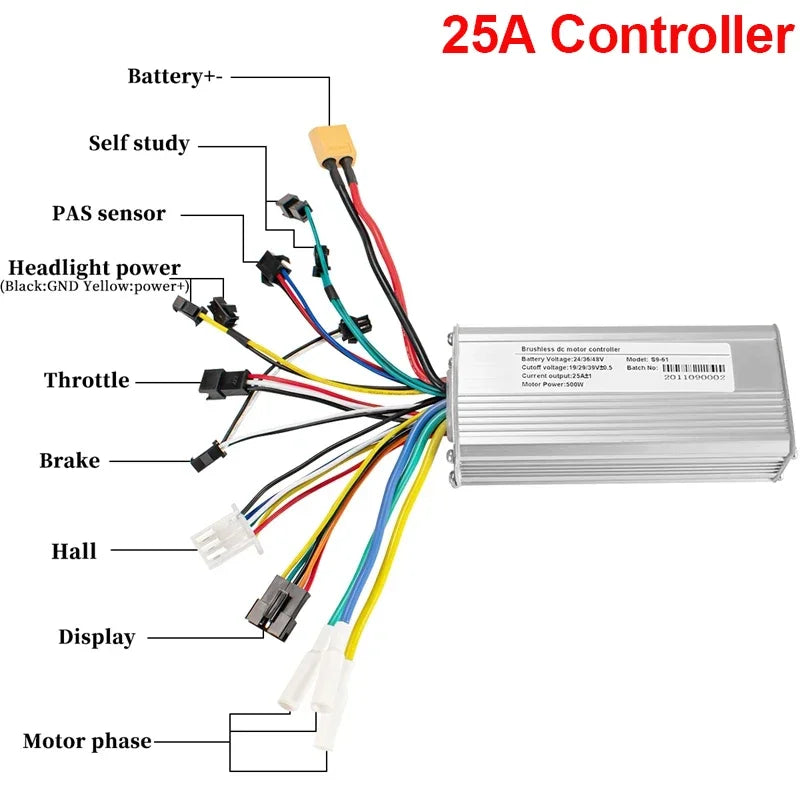 Electric Bike Brushless Controller 25A 35A with LCD Display Electric Bicycle Scooter E-bike Accessories Parts 36V 48V 750W 500W