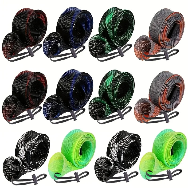 6PCS Fishing Rod Sleeves Your Fishing Rod And Enhance Your Casting Ability Woven Mesh Cover for Musky Ice Fly Spey Fishing Rods