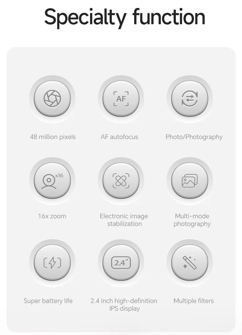 4K Digital Camera Autofocus Vlogging Camera HD 48MP with 2.4" Large Screen Camera for Photography for Kid Students Adult Gift