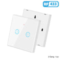 Wireless Radio Frequency RF 433Mhz Switch 1/2/3 Gang Smart Touch Switch Remote Control Tempered Glass Panel Wireless Wall