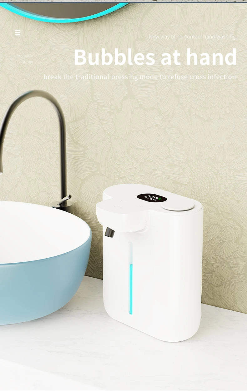 500ML Large Capacity HD Display 9-Gears Adjustable Foam/Liquid Control Automatic Sensor Soap Dispenser Portable Hand Wash Bottle