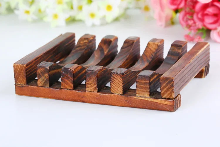 Natural Bamboo Soap Box Dishes Bath Soap Holder Wooden Case Tray Mildew Resistant Drain Bathroom Washroom Accessory