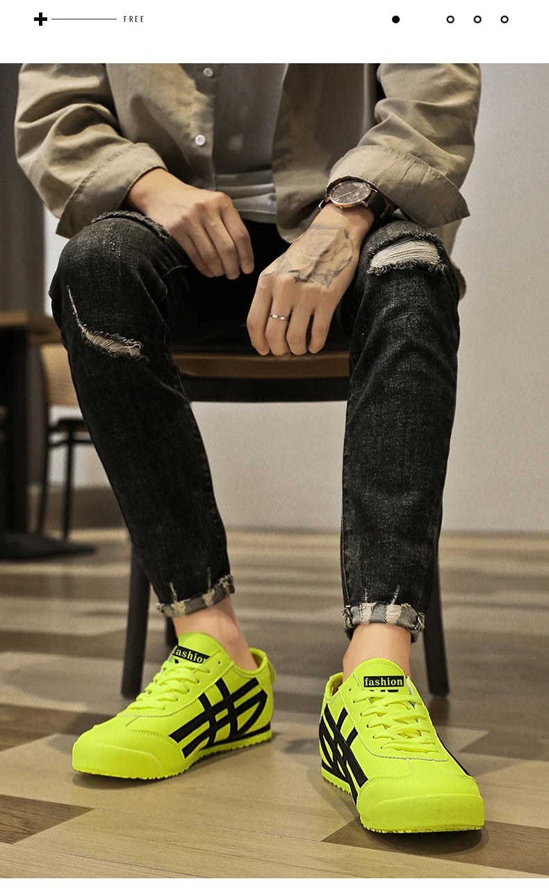 Fashion Couple Canvas Shoes Classic Design Green Leather Casual Shoes For Men Trendy Low-cut Lightweight Original Men's Sneakers