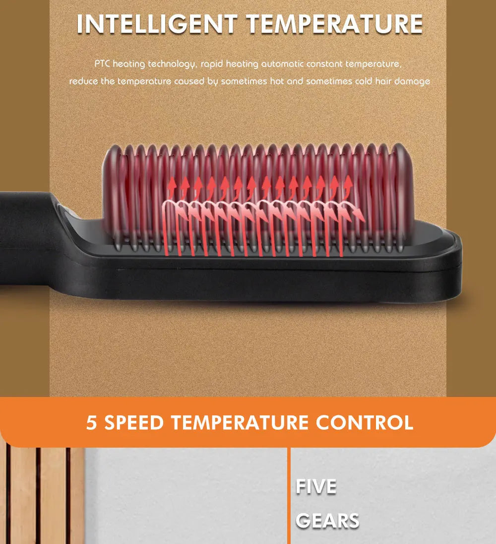 Heating Comb Straightener Hot Comb For Woman Magic Professional Electric Smoothing Hair Dryer Curler Straightener Brush 2 in 1
