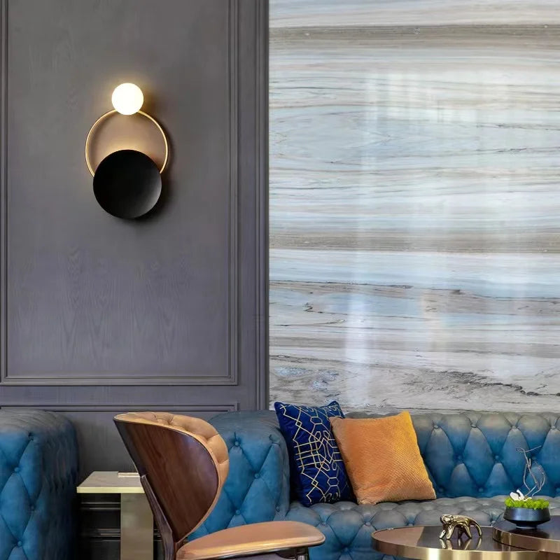 Nordic Modern Light Luxury Marble Wall Lamp Bedroom Background Led Lighting Decoration Creativity Mirror Aisle Sconce Indoor