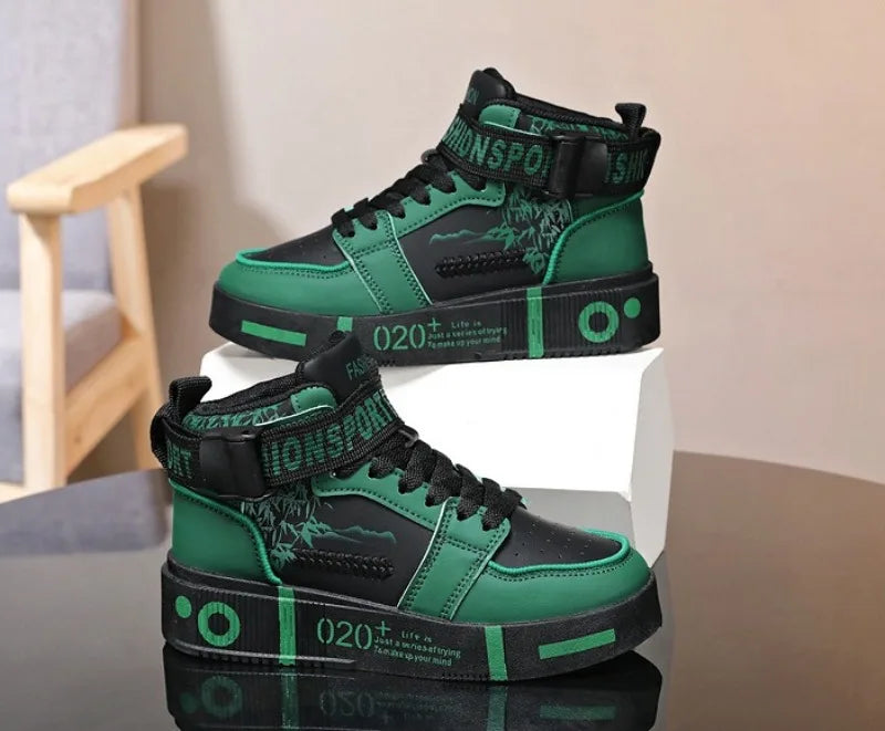 2026Men High Top Boots Platform Vulcanized Sneakers Lace Up Soft Sole Men Casual Walking Shoes Ankle Boots Tenis Masculino 39-45