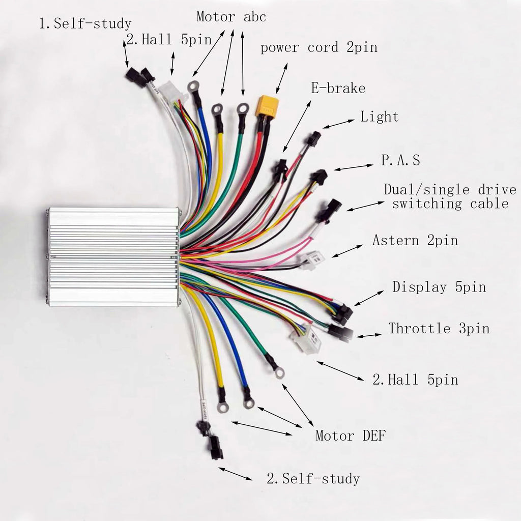 25A+25A Dual Drive 12MOSFET 36V/48V/64V 1000W (500W * 2) Brushless DC Electric Scooter Controller + M5 UART NO.2 LCD for 2 Motor