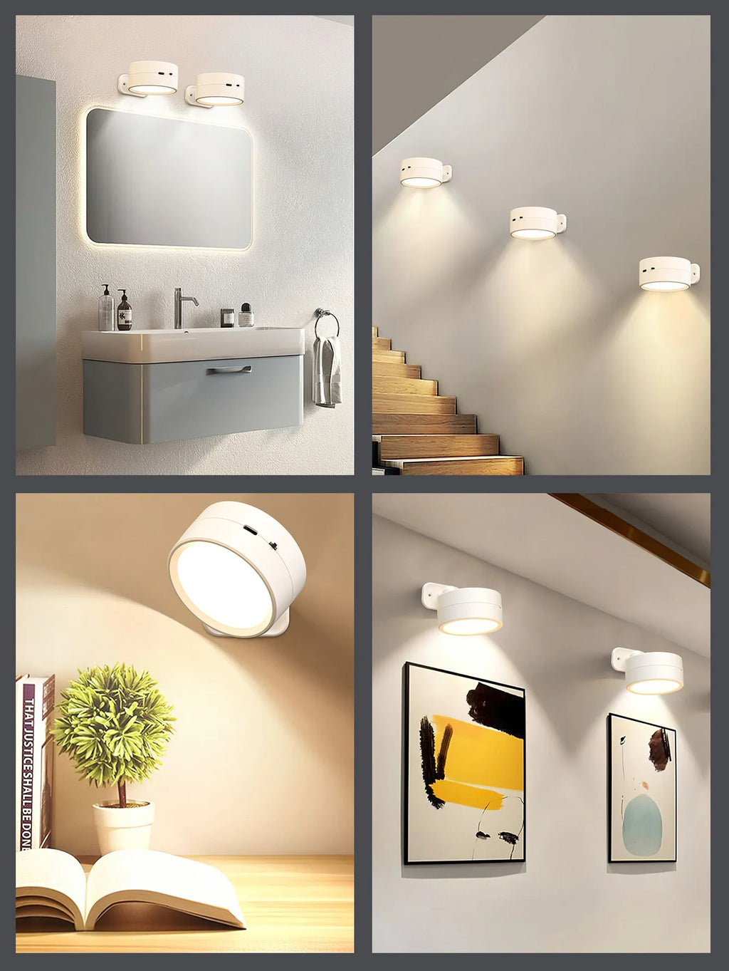Modern Magnetic Wall Lights LED Wall Lamp 360° Rotation Wall Mounted Lights with Remote RGB Rechargeable Wall Sconce Room Decor